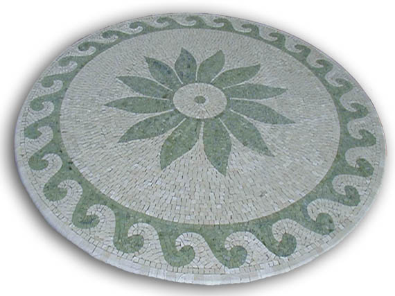 Plateau pour table Mosaïque de marbre Fleur 2