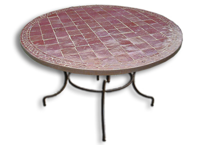 Table mosaque de terre cuite zellige ronde 130 pied simple